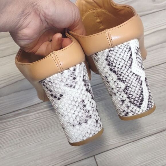 (49-4117) Coutgo Womens Square Toe Mules Slip On Snakeskin Sz 7.5 - Picture 6 of 11